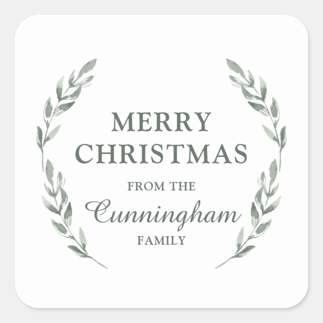 Adesivo Quadrado Feriado de Folhagem de Aquarela Moderna (Frente)