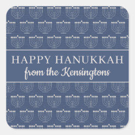 Adesivo Quadrado Feriado de Menorah Hanukkah, Cute Rustic