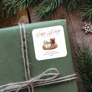 Adesivo Quadrado Feriado de Natal Cozy