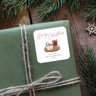 Adesivo Quadrado Feriado de Natal Cozy
