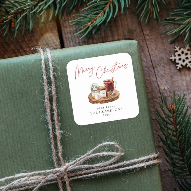 Adesivo Quadrado Feriado de Natal Cozy (Criador carregado)