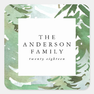 Adesivo Quadrado Feriado de Natal da floresta aquática