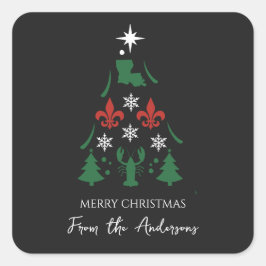 Adesivo Quadrado Feriado de Natal da Louisiana Cajun