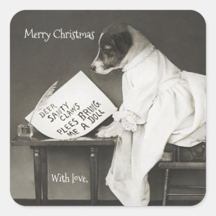 Adesivo Quadrado Feriado de Natal Moderno para Cachorros Cachorros