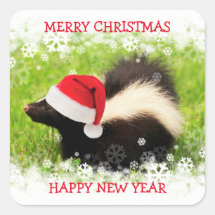 Adesivo Quadrado Feriado de Natal Skunk