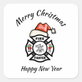 Adesivo Quadrado Feriado do Departamento de Bombeiros de Papais noe
