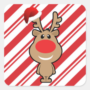 Adesivo Quadrado Feriado do papai noel engraçado do Natal