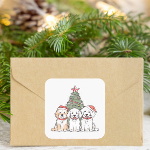 Adesivo Quadrado Feriado dos Cães de Natal Bonitos