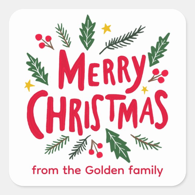 Adesivo Quadrado Feriado Feriado de Festa Desenhado Feriado Férreo  (Frente)