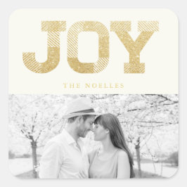 Adesivo Quadrado Feriado Moderno da Alegação Glitter Dourada do Blo