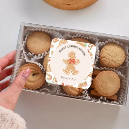 Adesivo Quadrado Feriado Pão de Gingerpão - Sala de Natal Promo