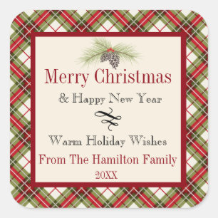 Adesivo Quadrado Feriado personalizado do inverno xadrez morna