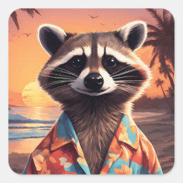 Adesivo Quadrado Feriado Raccoon