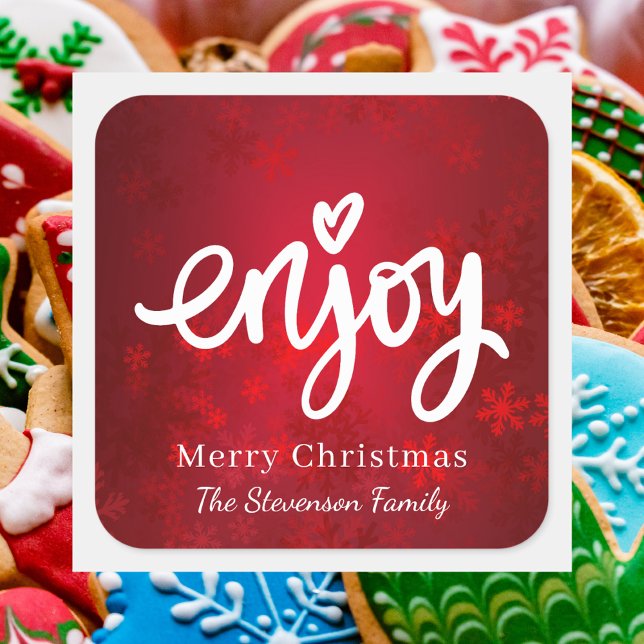 Adesivo Quadrado Feriado Simples de Natal Vermelho Elegante (Criador carregado)