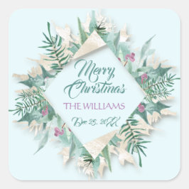 Adesivo Quadrado Feriados de Natal em Belga feliz Casa azul de marf