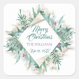 Adesivo Quadrado Feriados de Natal em Belga feliz Casa Branca de ma