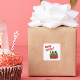 Adesivo Quadrado Feriados Felizes Da Cerveja Do Gato De Gelo