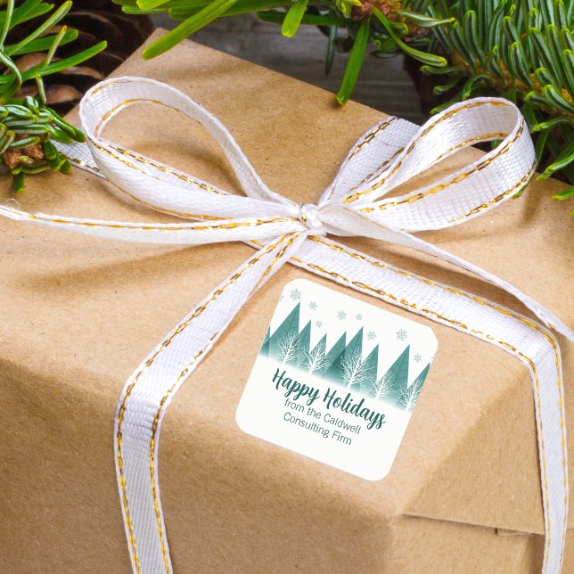 Adesivo Quadrado Feriados Felizes da Elegante Green Forest (Criador carregado)