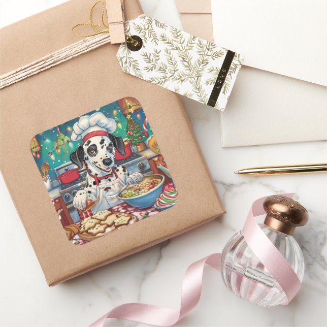 Adesivo Quadrado Férias Dalmacianas Baking: Natal Festivo (Presentear)
