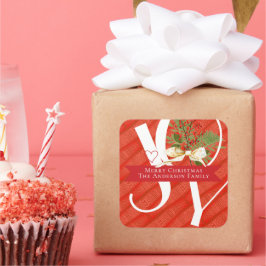 Adesivo Quadrado Férias de Natal Red Joy Vermelhos