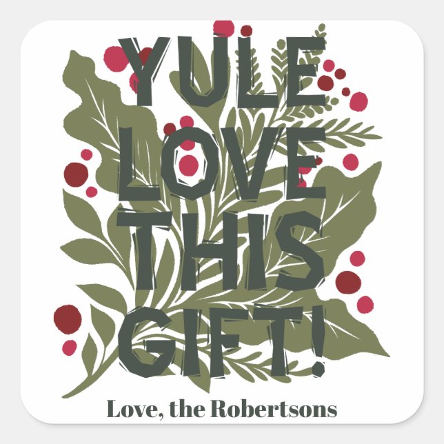 Adesivo Quadrado Férias de receitas de tipografia gráfica em negrit (Frente)