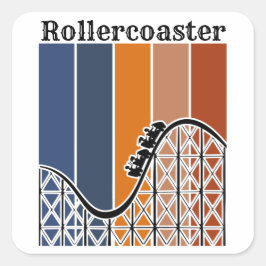 Adesivo Quadrado Férias de Verão ao longo do Rollercoaster Retro
