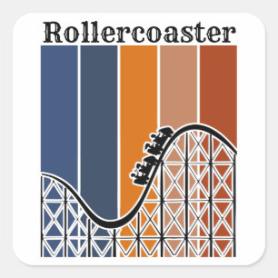 Adesivo Quadrado Férias de Verão ao longo do Rollercoaster Retro