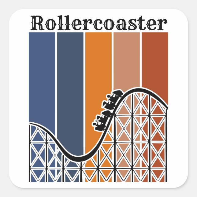 Adesivo Quadrado Férias de Verão ao longo do Rollercoaster Retro (Frente)