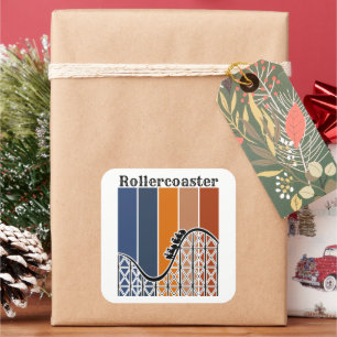 Adesivo Quadrado Férias de Verão ao longo do Rollercoaster Retro