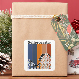 Adesivo Quadrado Férias de Verão ao longo do Rollercoaster Retro