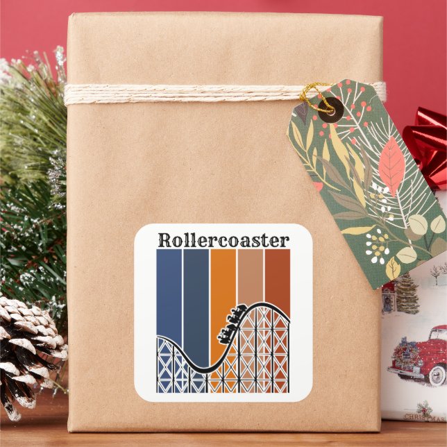 Adesivo Quadrado Férias de Verão ao longo do Rollercoaster Retro (Feriado)