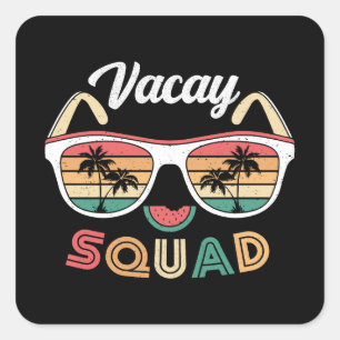 Adesivo Quadrado Férias de Verão de Praia Funny Squad