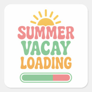 Adesivo Quadrado Férias de Verão Divertidas Carregando Retrô Vacaçã