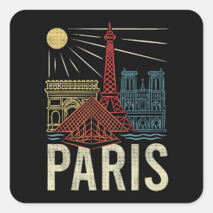 Adesivo Quadrado Férias em Paris, Férias em França, Torre Eiffel, A