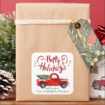 Adesivo Quadrado Férias Felizes | Vintage Red Truck Christmas<br><div class="desc">Mantenha um toque final na sua correspondência. Até o carteiro fará um sorriso quando espiar as doces focas que enfeitam o seu envelope do cartão de férias. Crie belos selos de envelope personalizados para adicionar um toque especial a todos os seus artigos de papelaria. Adicione seu texto personalizado a este...</div>