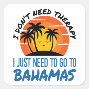 Adesivo Quadrado Férias nas Bahamas Viagem de Praia Tropical Terapi