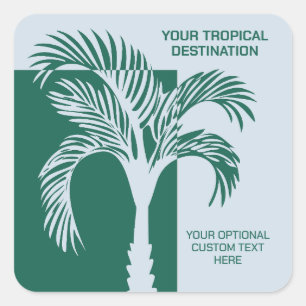 Adesivo Quadrado Férias Tropicais de Texto Personalizado