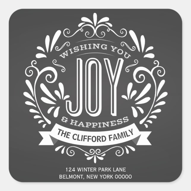 ADESIVO QUADRADO FERIDAY CHRISTMAS JOY CHALKBOARD ENDEREÇADORES (Frente)