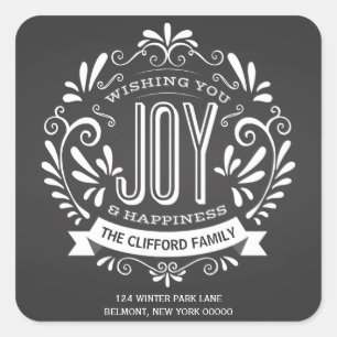 ADESIVO QUADRADO FERIDAY CHRISTMAS JOY CHALKBOARD ENDEREÇADORES