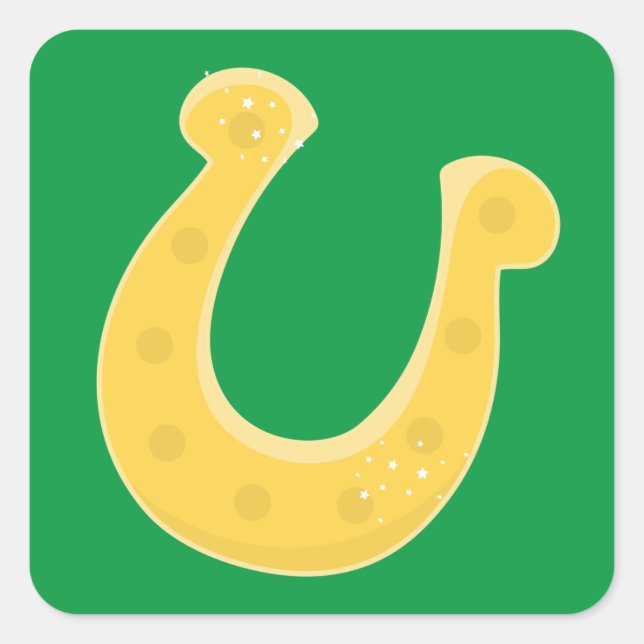 Adesivo Quadrado Ferradura de ouro Sortudo (Frente)