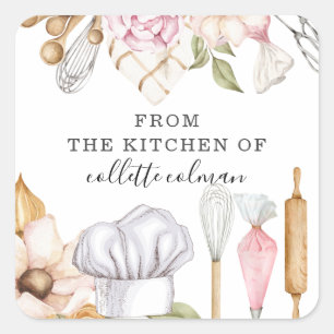 Adesivo Quadrado Ferramentas de Baking para padeiros   Da Cozinha D