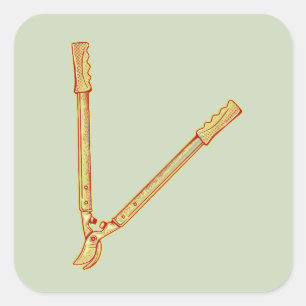 Adesivo Quadrado Ferramentas de jardinagem Loppers