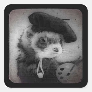 Adesivo Quadrado Ferret como artista