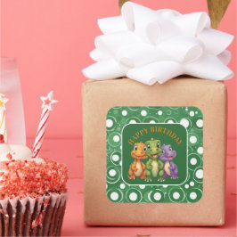 Adesivo Quadrado Festa Adorável do Dinossauro do Bebê