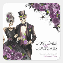 Adesivo Quadrado Festa Adulta do Dia das Bruxas