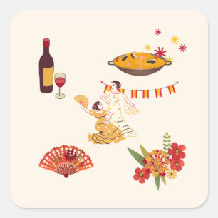 Adesivo Quadrado Festa ao Estilo Espanhol