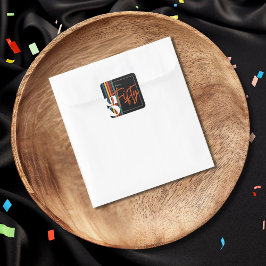 Adesivo Quadrado Festa Chic de Cinquenta Anos Colorida Listrada Ret