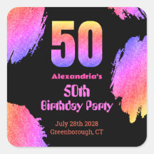 Festa de 50º aniversário com brilho rosa néon