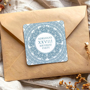 Adesivo Quadrado Festa de aniversário com toga azul