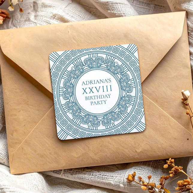 Adesivo Quadrado Festa de aniversário com toga azul (Criador carregado)